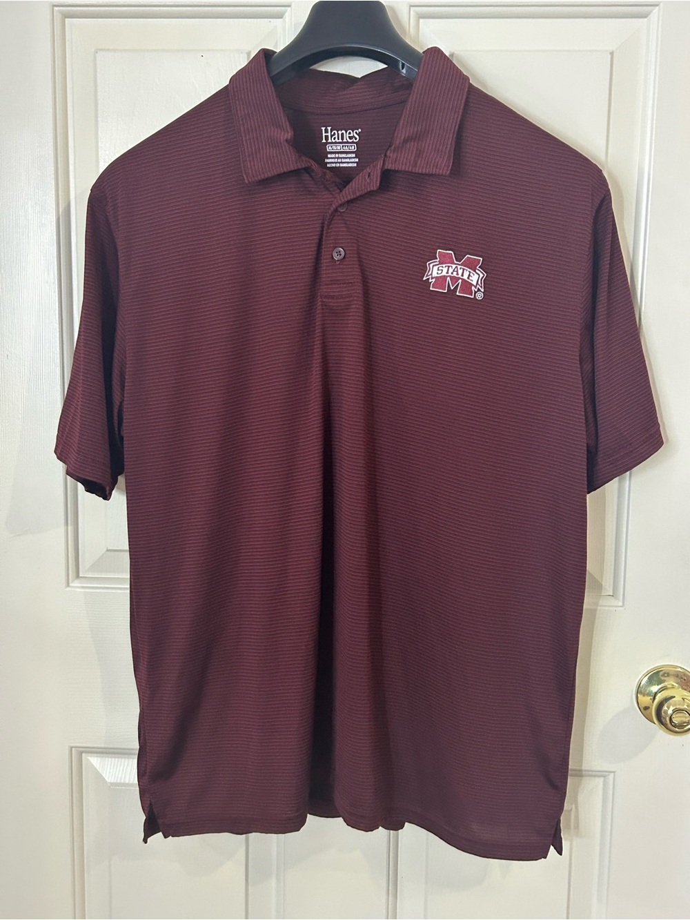 Mississippi State Bulldogs NCAA Hanes Short Sleeve Polo Shirt Men XL Maroon